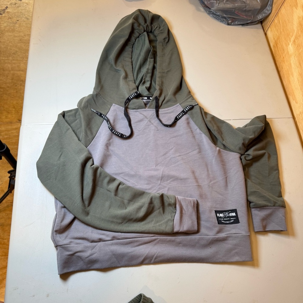 Flag Nor Fail Olive and Gray Women’s Crop Hoodie Shirt